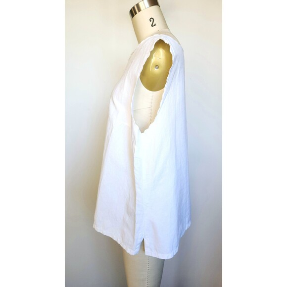 White LINEN Embroidered Blouse Floral Embroidered Blouse Peasant Italian L XL - Picture 3 of 8